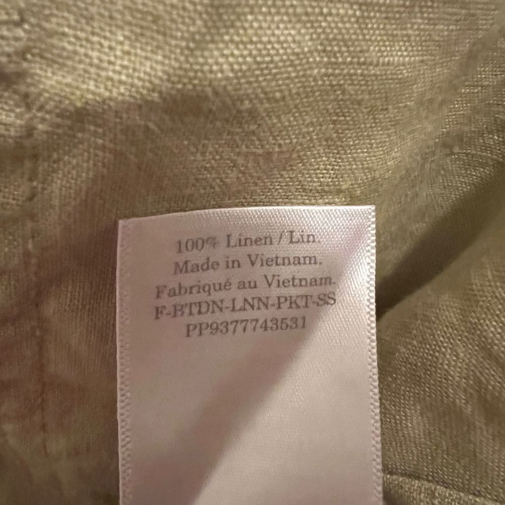 Everlane Linen Workwear Top Small  Green‎ Short Sleeves Boxy Button Front - Picture 8 of 8